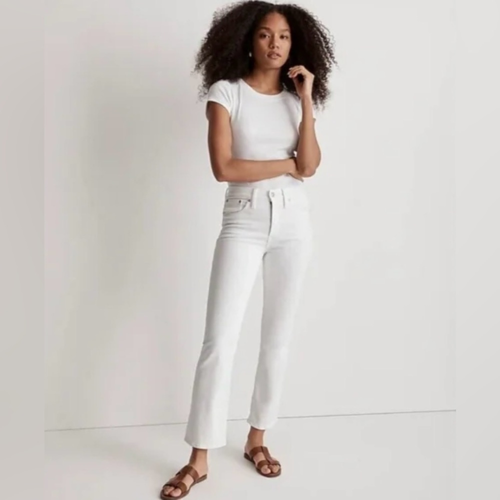 Madewell Women's Mid-Rise Kick Out Jeans White size 29